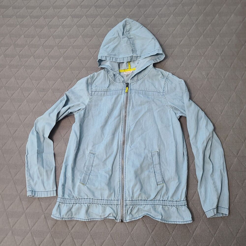 Cat And Jack Girls Light Blue Cotton Lightweight Hooded Jacket Size XL 14-16